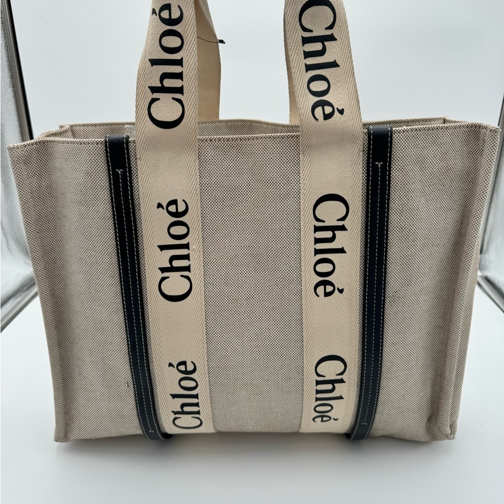 Chloe Woody Large Tote Canvas Shoulder